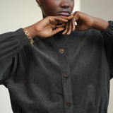 Andie Organic Cotton Corduroy Overshirt in Charcoal