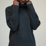 Isabella Lambswool Knitted Jumper in Navy Marl