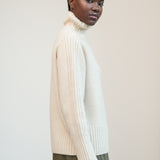 Isabella Lambswool Knitted Jumper in Off White Marl