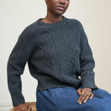 Kelly Lambswool Knitted Jumper in Navy Marl