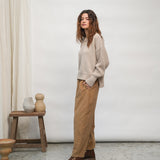 Orla Organic Cotton Corduroy Trousers in Hazelnut