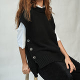 Piper Organic Cotton Knitted Vest in Black