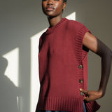 Piper Organic Cotton Knitted Vest in Bordeaux
