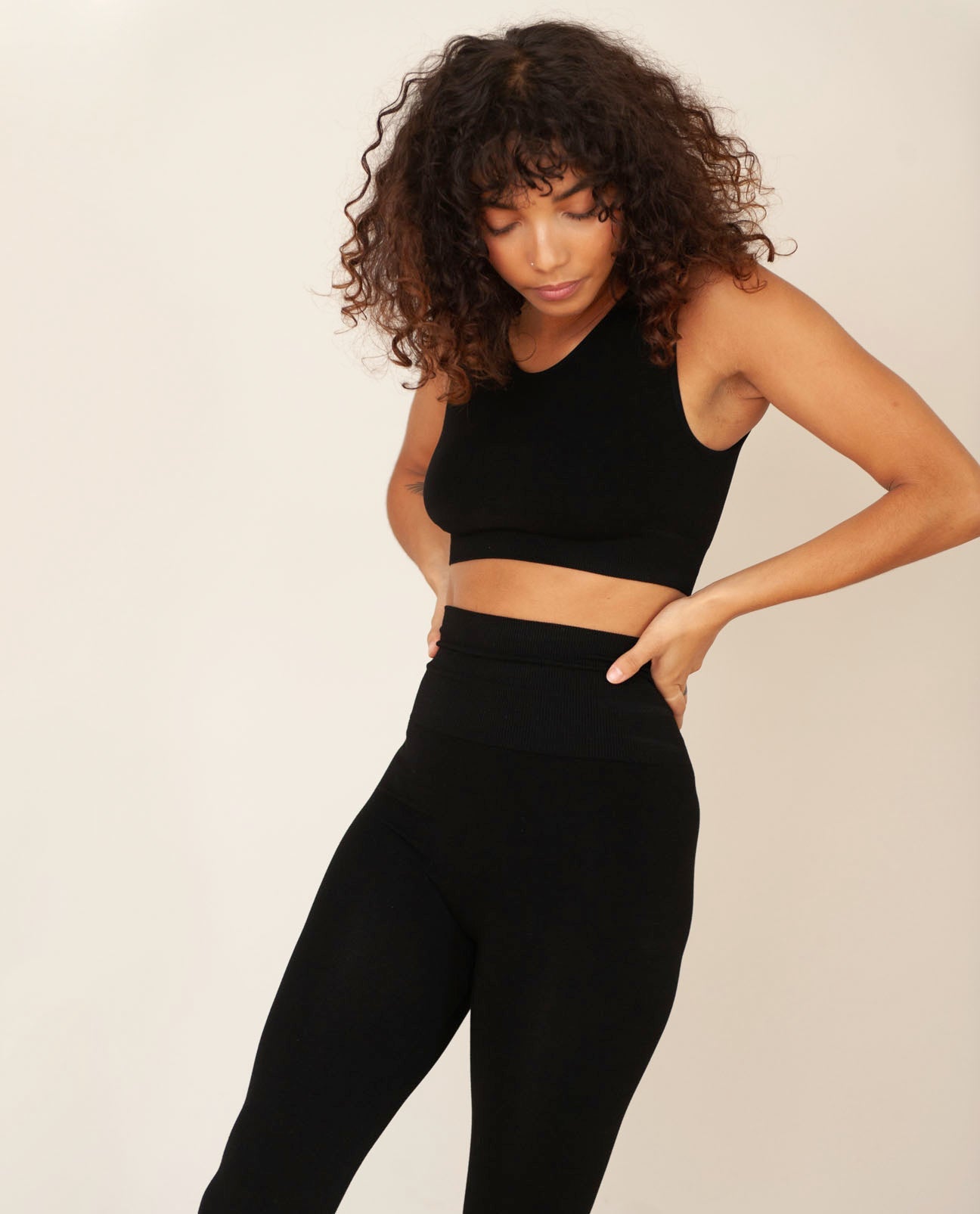 Lisa-Jane Organic Cotton Yoga Leggings In Black