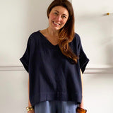 Ariel Organic Cotton Top in Navy by HANNAH BEAUMONT