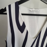 Madelyn-Paige Organic Cotton Dress in Off White & Navy Size M Preloved