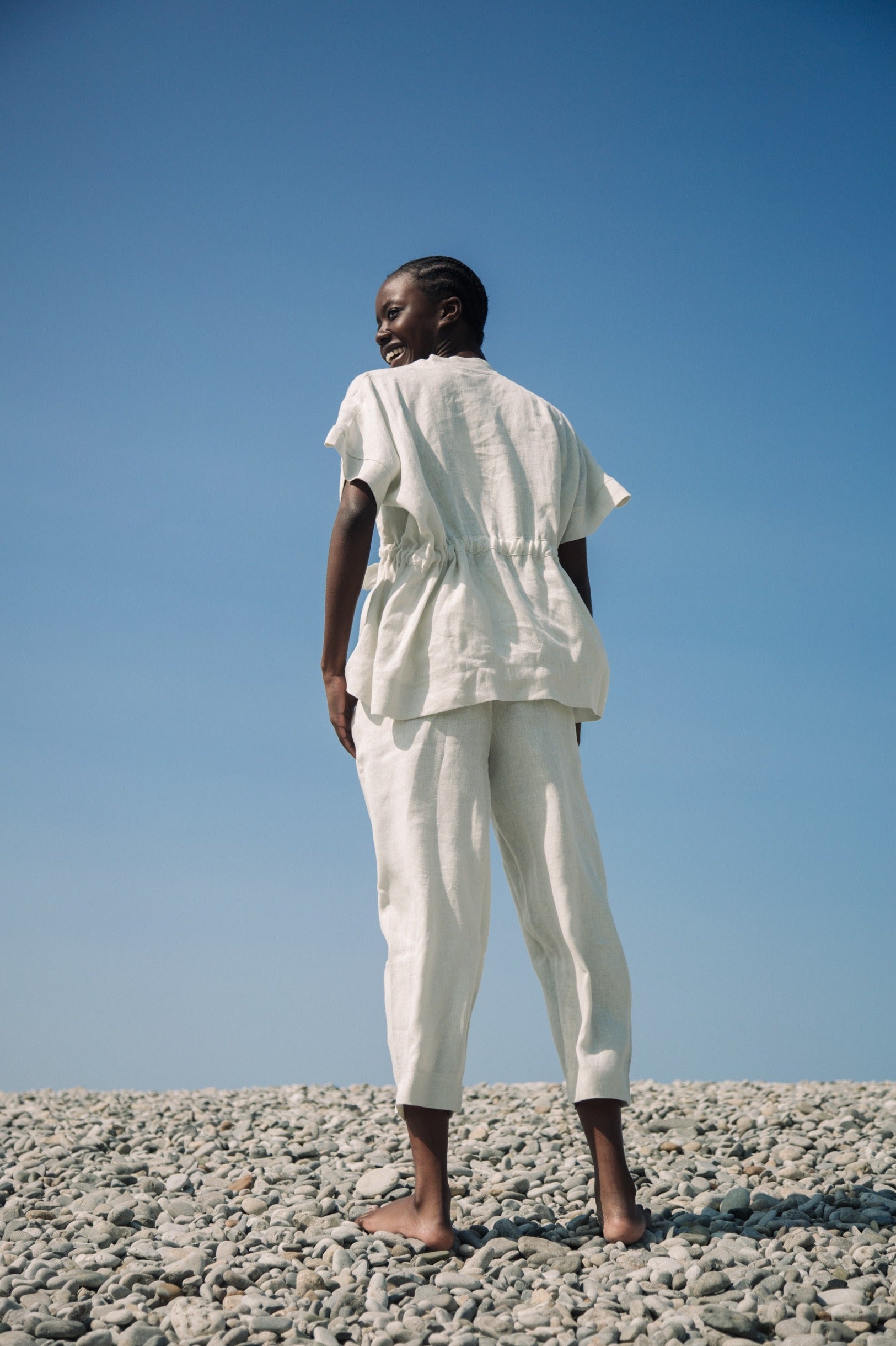 Vanora-May Linen Trousers in Stone