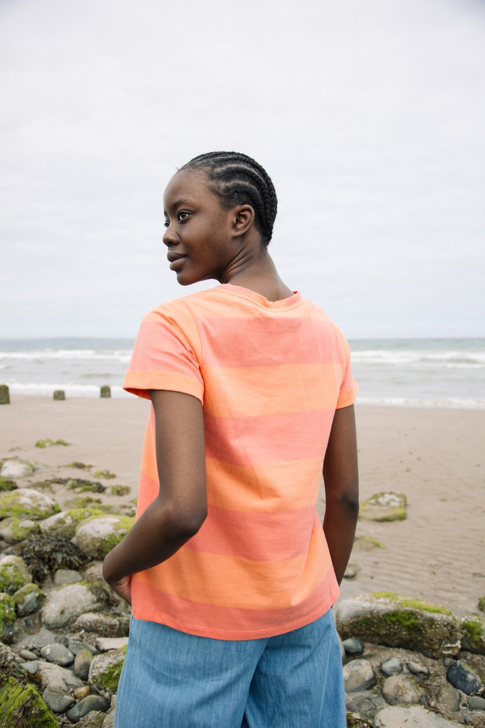 Nori-Sue Organic Cotton Top in Coral and Apricot