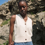 Neisha Organic Cotton Waistcoat in Sand Marl
