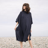 Monique Linen Dress in Navy