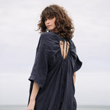 Monique Linen Dress in Navy