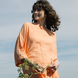 Monique Linen Dress in Apricot
