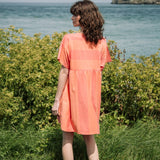 Lois-Sue Organic Cotton Dress in Coral and Apricot