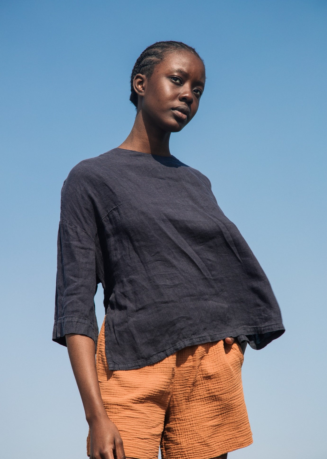 Gilma Organic Cotton Shorts in Pecan by HANNAH BEAUMONT