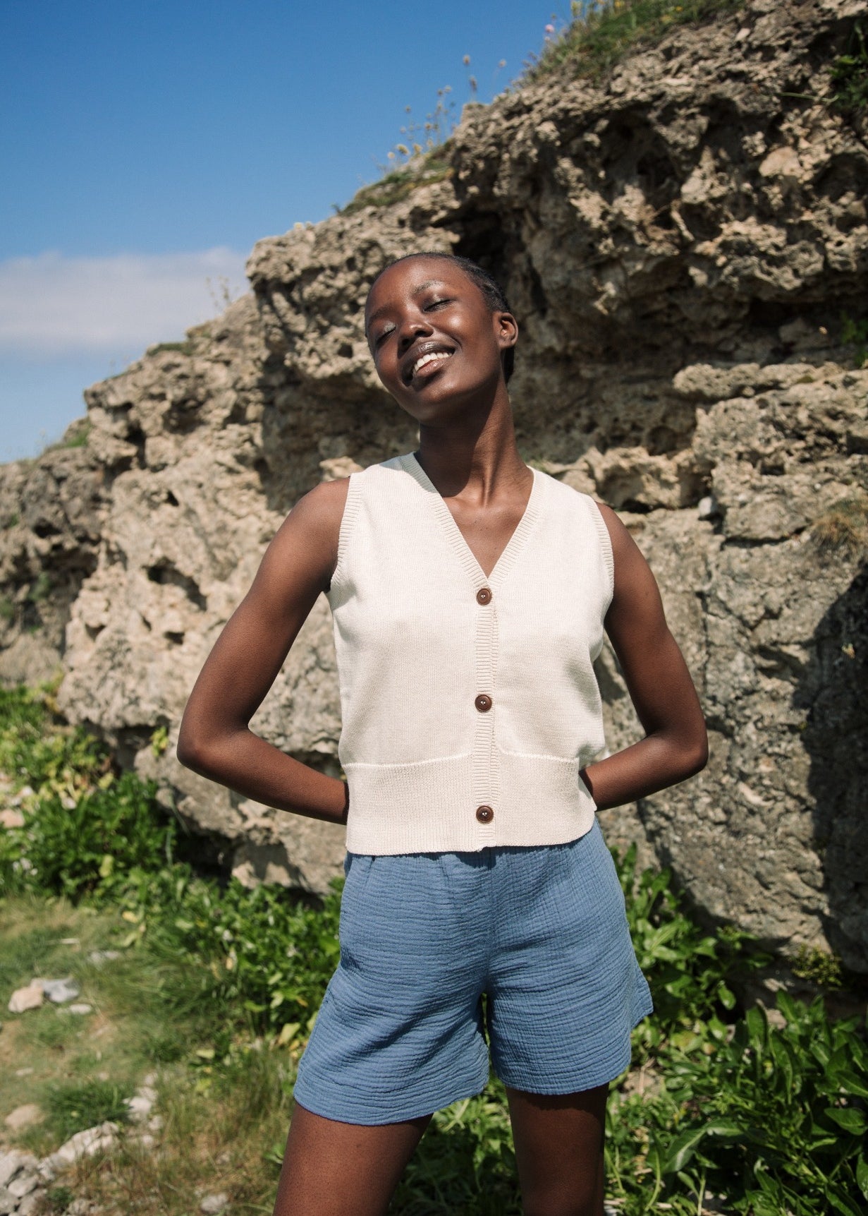 Gilma Organic Cotton Shorts in Pewter by HANNAH BEAUMONT