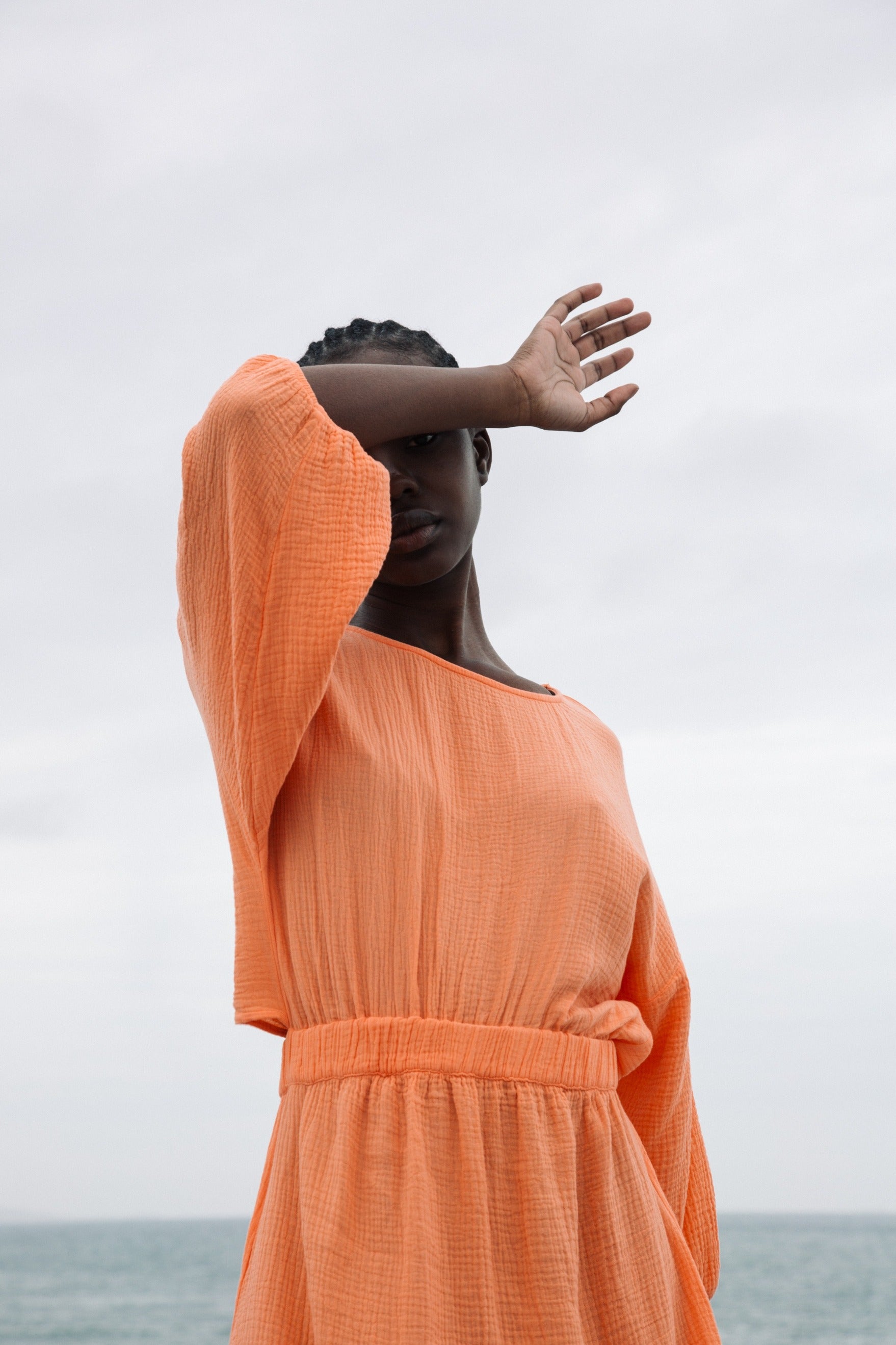 Ezili Organic Cotton Dress in Apricot by HANNAH BEAUMONT