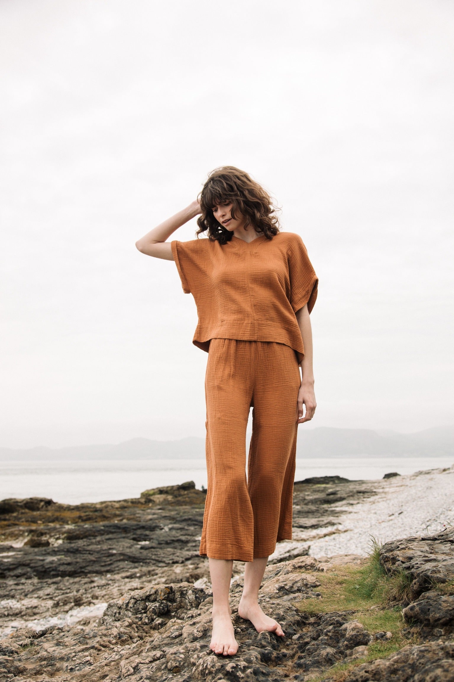 Evora Organic Cotton Trousers in Pecan by HANNAH BEAUMONT
