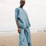 Everly-Leigh Organic Cotton Shirt in Chambray Blue