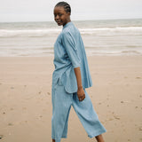 Everly-Leigh Organic Cotton Shirt in Chambray Blue