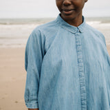 Everly-Leigh Organic Cotton Shirt in Chambray Blue