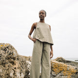 Effi Cotton Linen Vest in Khaki