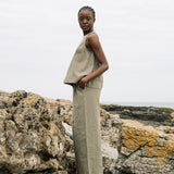 Effi Cotton Linen Vest in Khaki