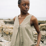 Effi Cotton Linen Vest in Khaki