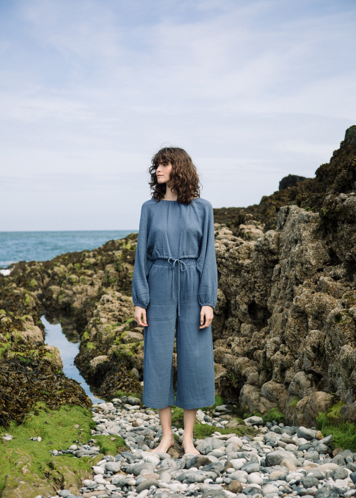 Cordelia Organic Cotton Top in Pewter by HANNAH BEAUMONT