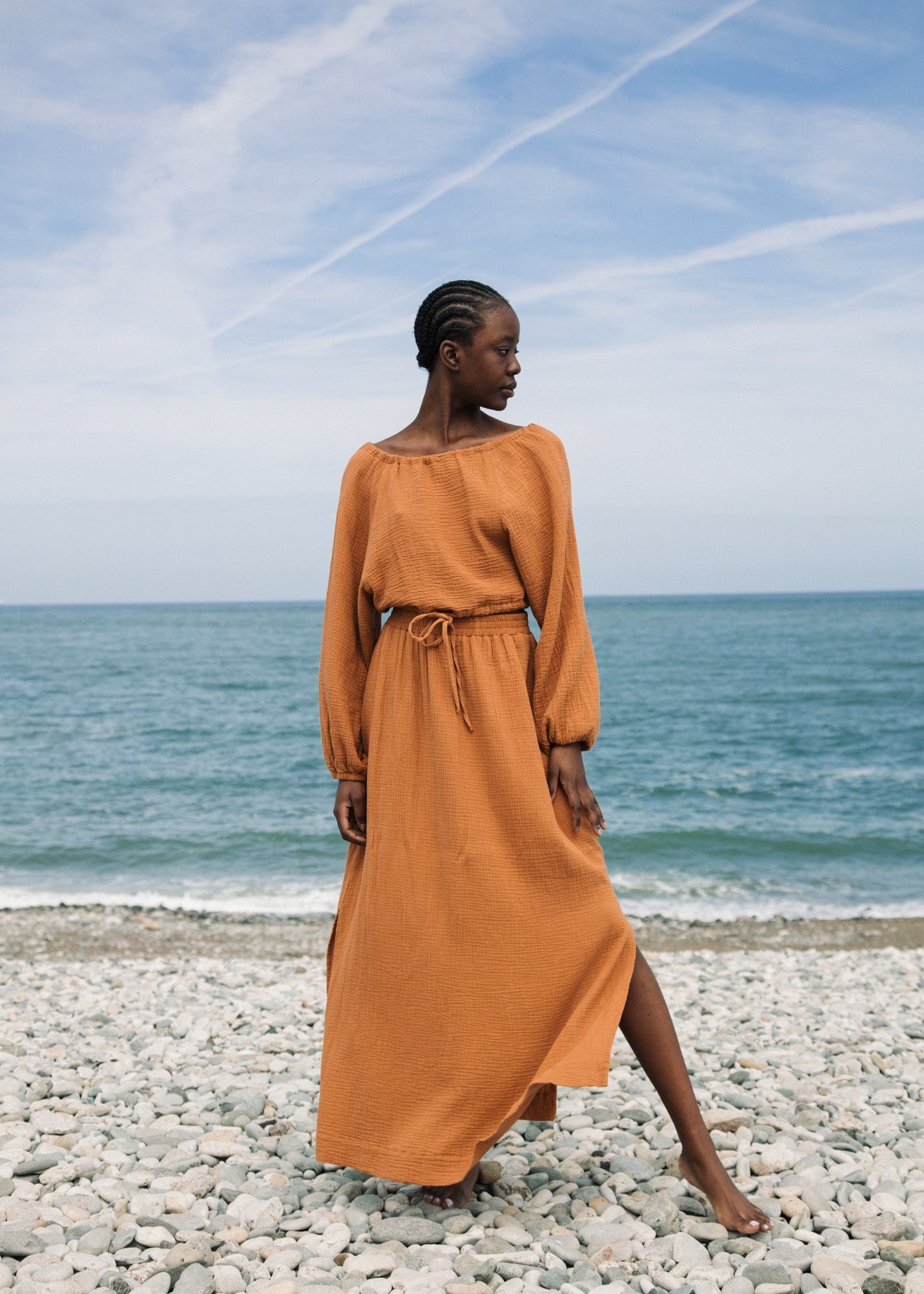 Cordelia Organic Cotton Top in Pecan by HANNAH BEAUMONT