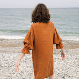 Claudia-May Linen Dress in Pecan