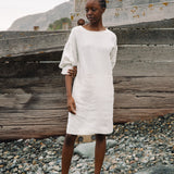 Claudia-May Linen Dress in Stone