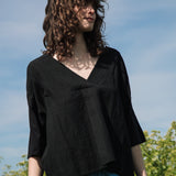 Chantari-May Organic Cotton and Linen Top in Black
