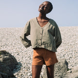 Calder Cotton Linen Shirt in Khaki