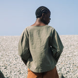 Calder Cotton Linen Shirt in Khaki