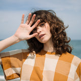 Bay-Cay Organic Cotton Top in Ecru and Golden Tan