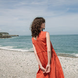 Athena Organic Cotton Dress in Rust