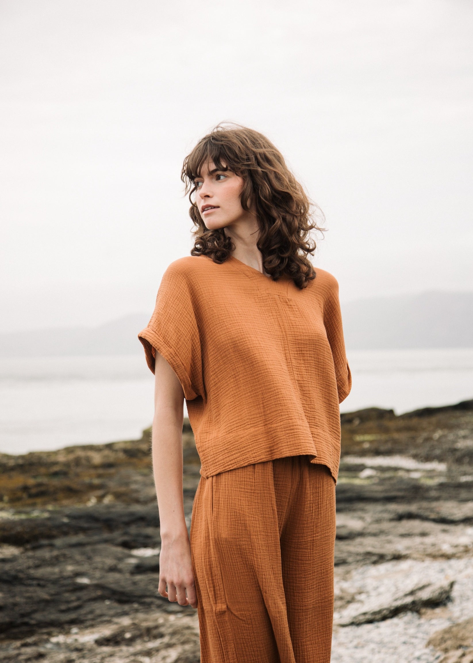 Ariel Organic Cotton Top in Pecan by HANNAH BEAUMONT
