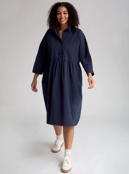 Marge Organic Cotton Dress In Navy