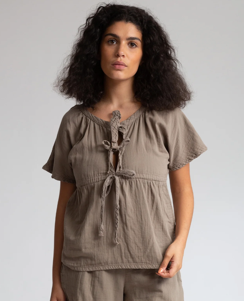 Imogen Organic Cotton Top In Olive