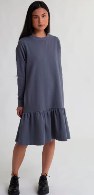 Polly Organic Cotton Dress In Pewter