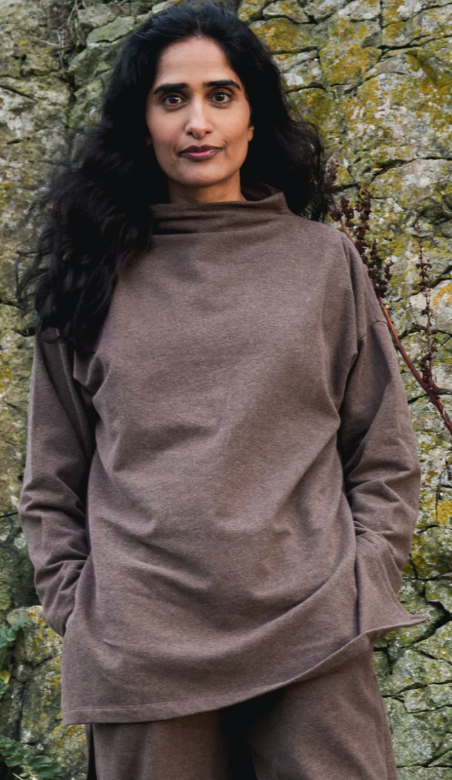Beth Organic Cotton Sweatshirt In Brown Marl