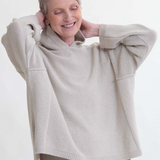 Geraldine Recycled Cotton and Wool Hoodie in Stone