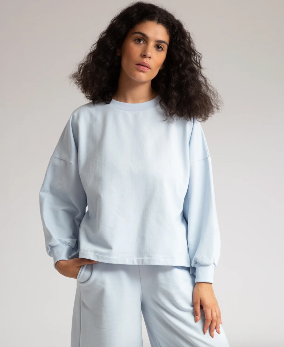 Serenity Organic Cotton Sweatshirt In Pale Blue