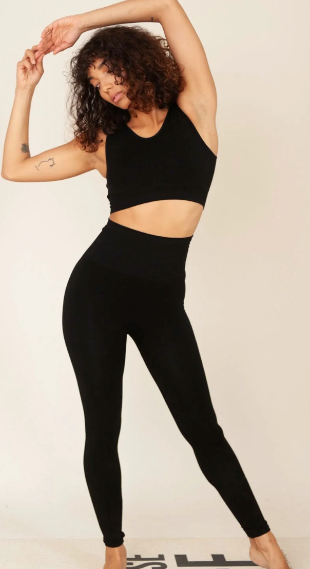 Lisa Jane Organic Cotton Yoga Leggings In Black