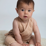 Evan Organic Cotton Baby Romper In Brown