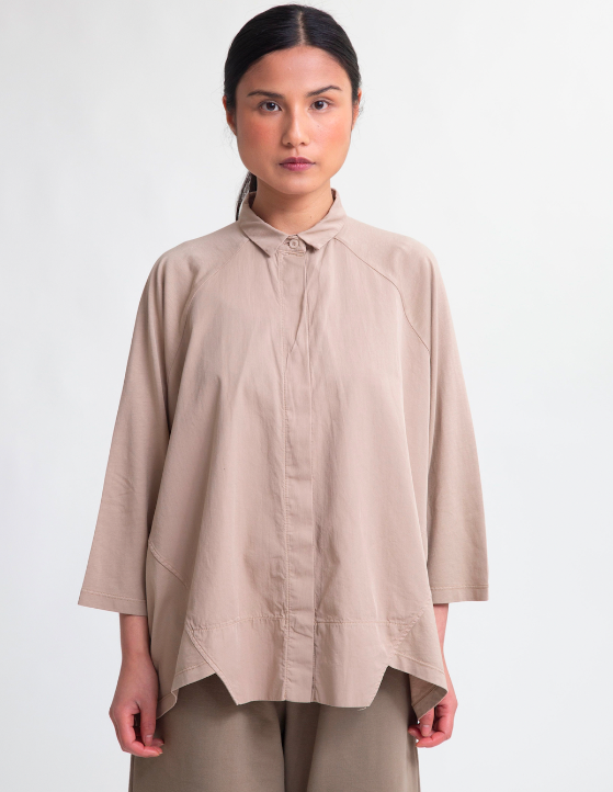 Terry Organic Cotton Shirt In Light Taupe