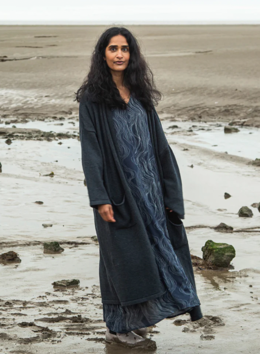 Shirley Recycled Cotton and Wool Cardigan In Black