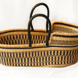 KOBI Handwoven Moses Basket with Leather Handles