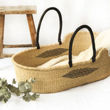 MALIKAH Handwoven Moses Basket With Leather Handles