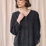 Acer Organic Cotton Cord Top in Charcoal